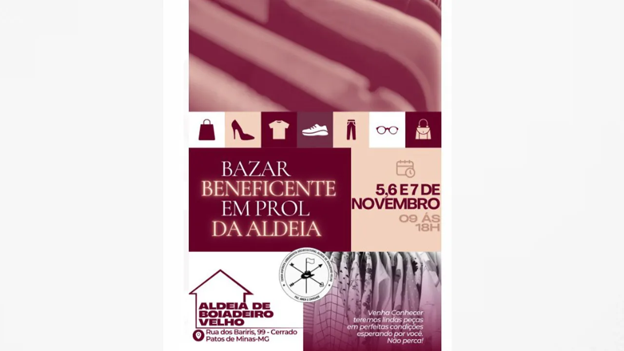 Bazar arrecada fundos para ampliação da Aldeia de Boiadeiro Velho em Patos de Minas