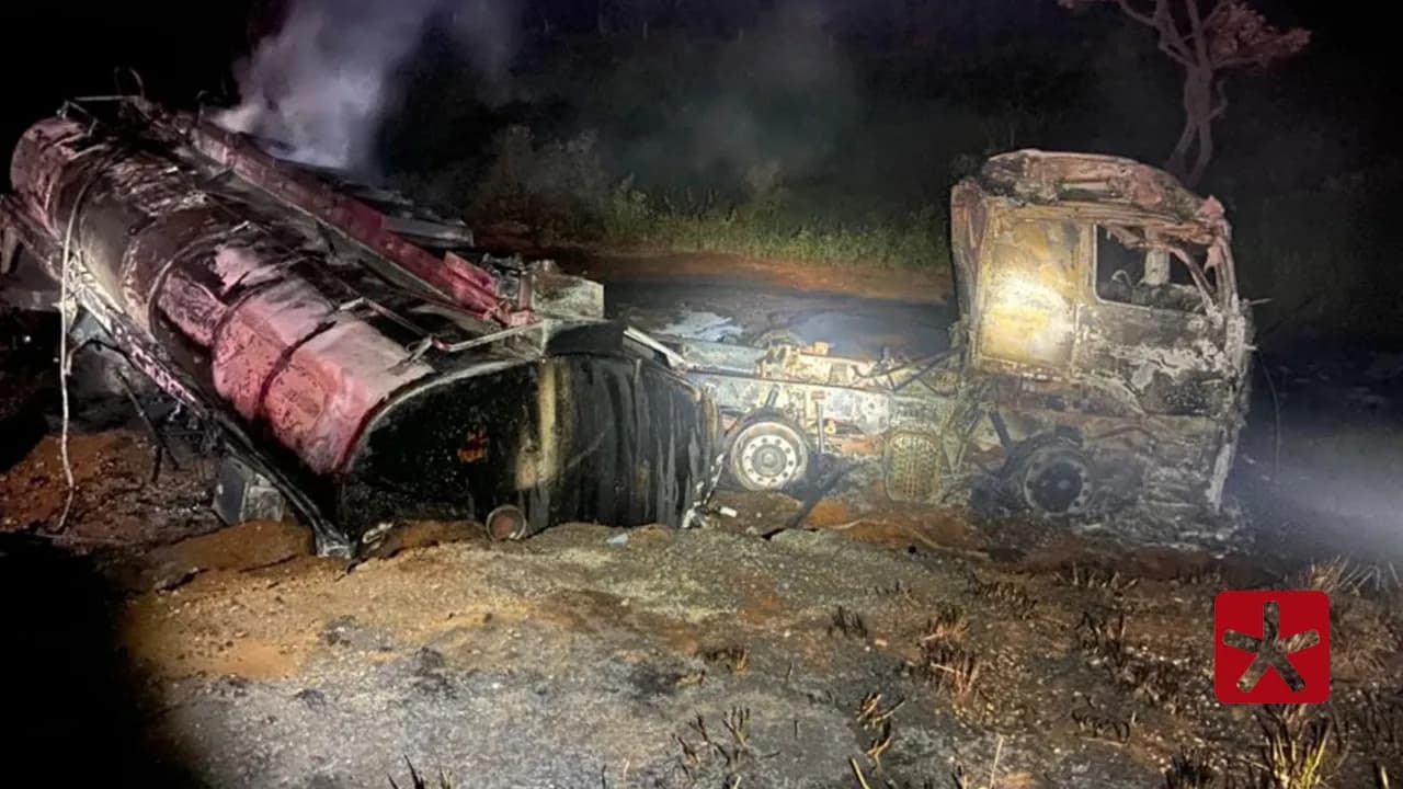 Motorista morre carbonizado após carreta que transportava combustível pegar fogo na BR-365