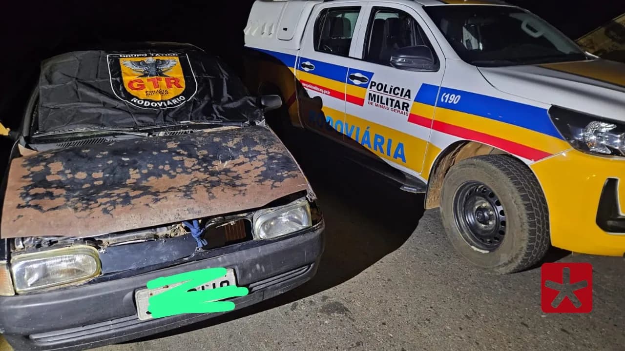 Adolescentes são apreendidos com carro furtado na MG-410, em Presidente Olegário
