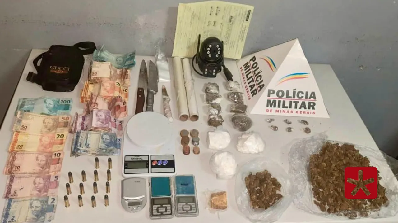 Trio suspeito de tráfico é preso com drogas, munições e dinheiro em Patos de Minas