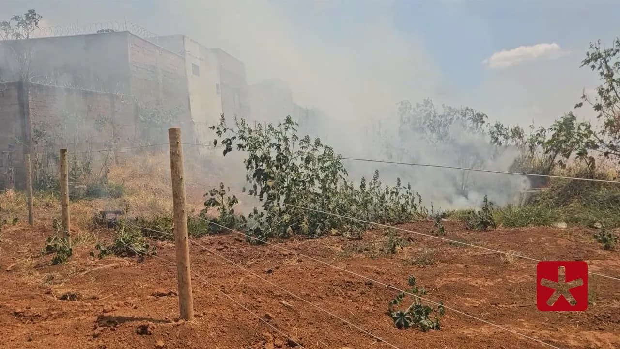 Chamas estão próximas a residências e fumaças estão indo em direção aos loteamentos