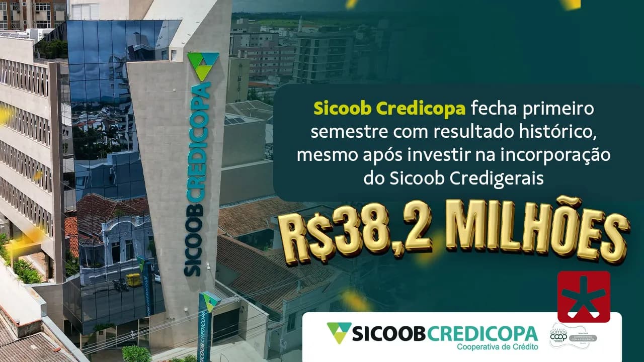 Cooperativa registrou resultado de R$ 38,2 milhões em sobras nos seis primeiros meses