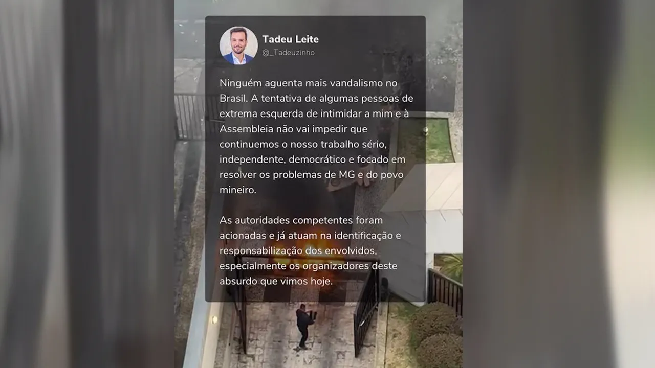 Presidente da ALMG diz que não será intimidado por protestos atribuídos a extrema esquerda 