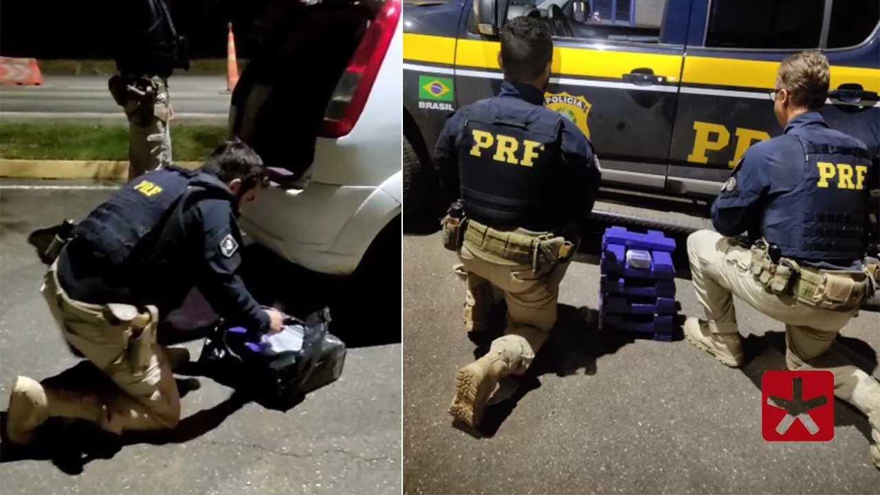 PRF intercepta veículo com 20 tabletes de maconha na BR-365 em Patos de Minas