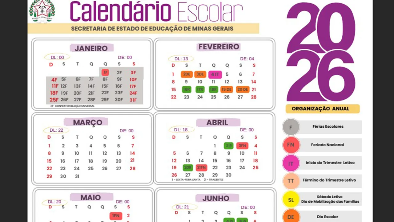 Estado divulga Calendário Escolar 2026 e confirma adoção do modelo trimestral após consulta à rede de ensino