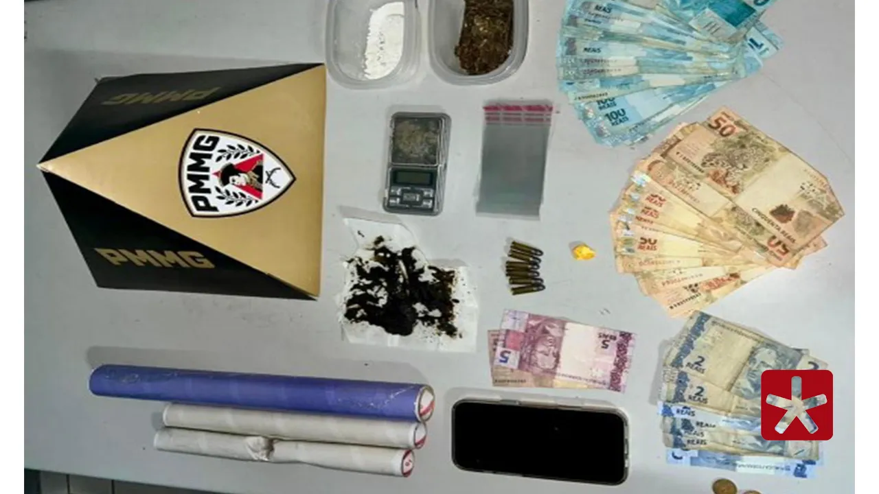 Suspeito de tráfico é preso com drogas, munições e mais de R$ 4 mil em Patos de Minas