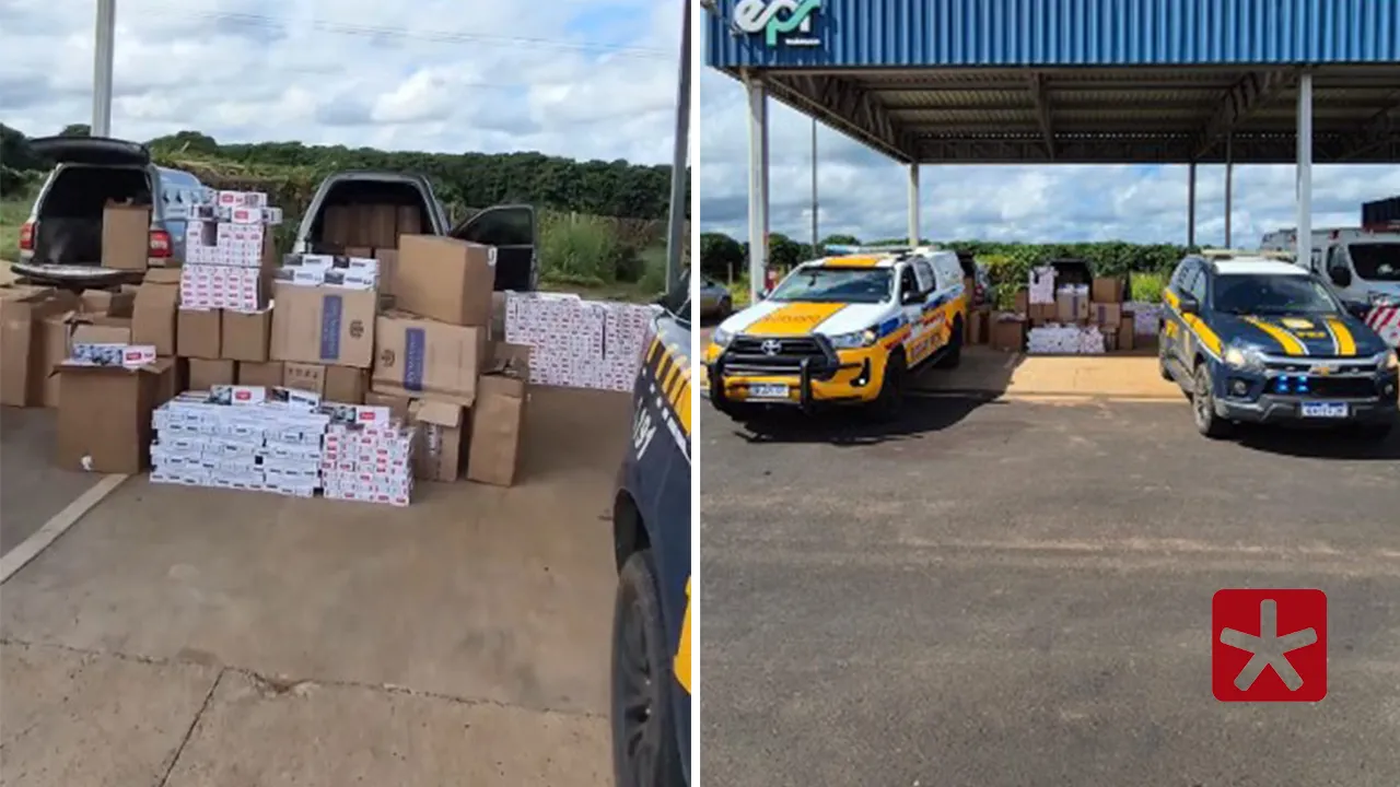 PRF e PM Rodoviária apreendem 20 mil maços de cigarros contrabandeados  