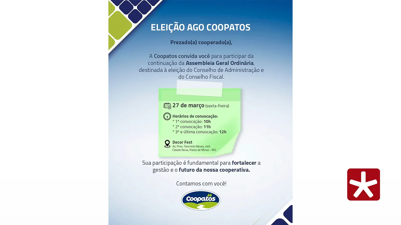 Coopatos convoca nova data para eleição após suspensão judicial do pleito